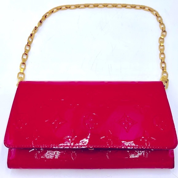 Auth Louis Vuitton Felicie Magenta Vernis Wallet on Chain Pouchette Shoulder Bag - Picture 1 of 15